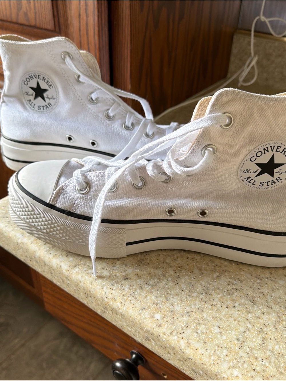 Converse White High Top Platform Sneakers